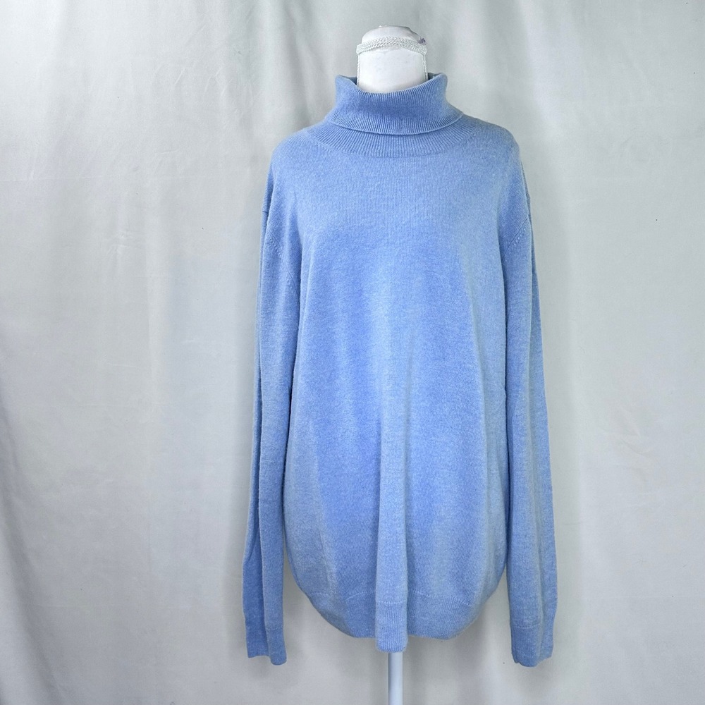 Gobi Women XL Turtleneck Sweater Blue Cashmere Quiet Luxury Hygge Natural Fibers